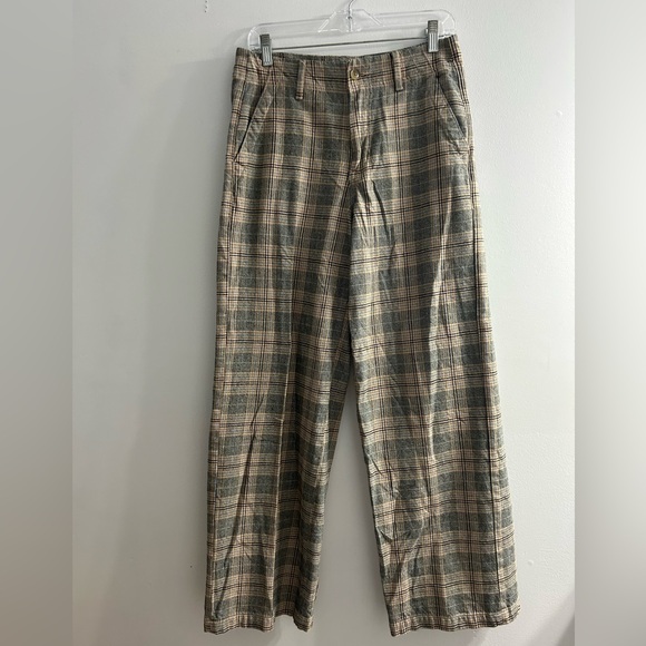 American eagle super high rise baggy wide leg plaid pants trousers - Picture 3 of 10